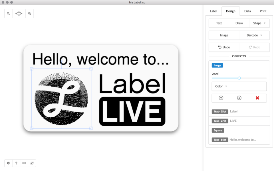 screenshot of Label LIVE